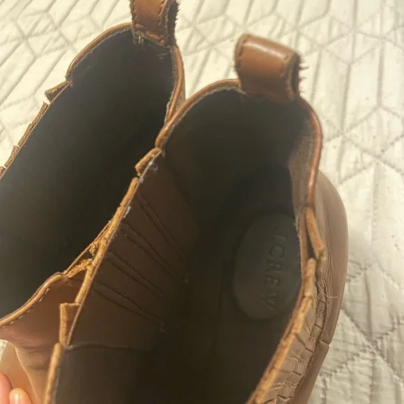 J.Crew Made in Italy Leather Ankle Boots 7.5 Brown Chelsea Low Heel - Picture 6 of 7